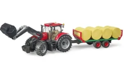 Bruder Case IH Optum 300CVX Toy Tractor and Bale Transport Trailer