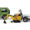 Bruder Land Rover Defender Station Wagon with Horse Trailer