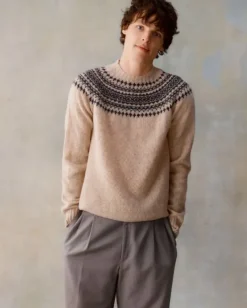 Harley of Scotland Men's Fair Isle Yoke Sweater