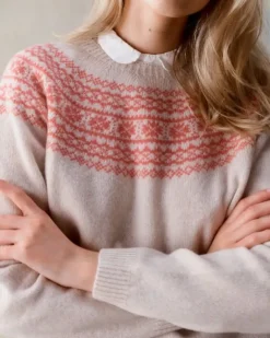 Harley of Scotland Women's Fair Isle Yoke Sweater
