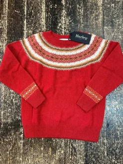 Harley of Scotland Women's Fair Isle Yoke Crew Sweater