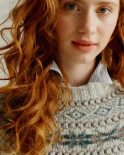 Harley of Scotland Women's Fair Isle Yoke Sweater