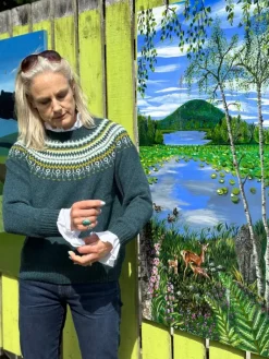 Harley of Scotland Women's Fair Isle Yoke Sweater