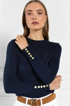 Holland Cooper Button Knit Crew Neck