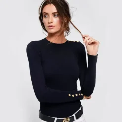 Holland Cooper Button Knit Crew Neck