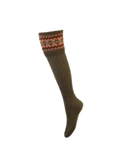 House of Cheviot Lady Fairisle Sock Dark Olive