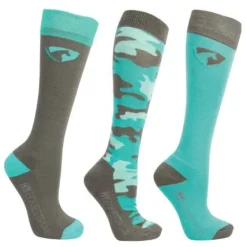 Hy Equestrian DynaForce Socks (Pack of 3) Pacific/Grey