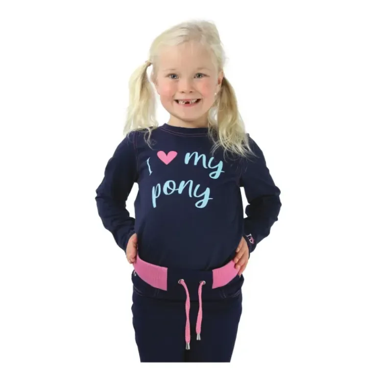 Hy Equestrian Kids I Love My Pony Collection Long Sleeve T-Shirt Navy