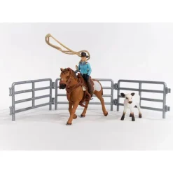 Schleich Farm World Cowgirl Team Roping Fun